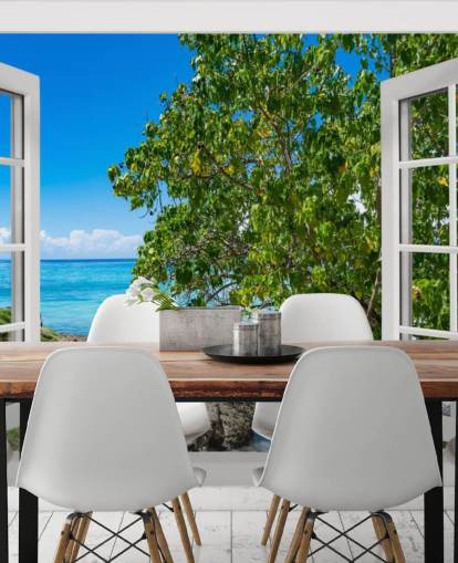 tropische Strandblick-Tapete namens Tropical Vista für Häuser, Büros und Unternehmen tropische Strandblick-Tapete namens Tropical Vista für Häuser, Büros und Unternehmen