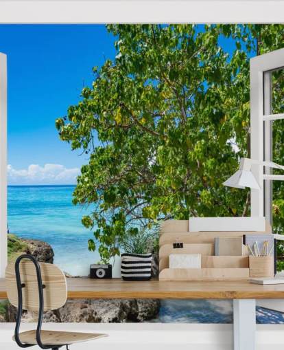 tropical beach view wallpaper called Tropical Vista for homes, offices and businesses tropical beach view wallpaper called Tropical Vista for homes, offices and businesses