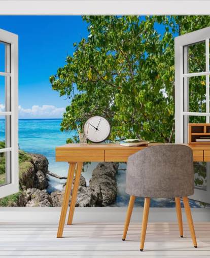 fondo de pantalla tropical con vista a la playa llamado Tropical Vista para hogares, oficinas y negocios