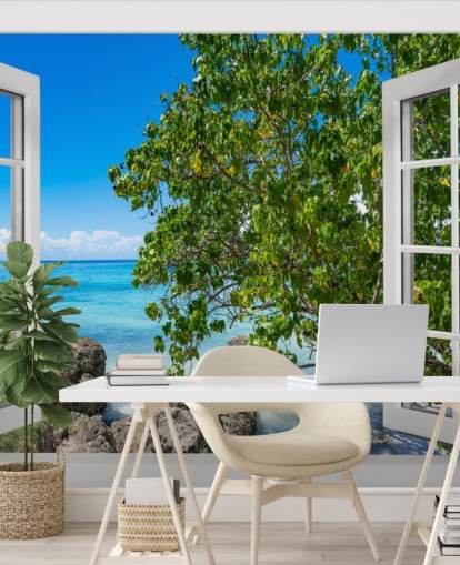 fondo de pantalla tropical con vista a la playa llamado Tropical Vista para hogares, oficinas y negocios