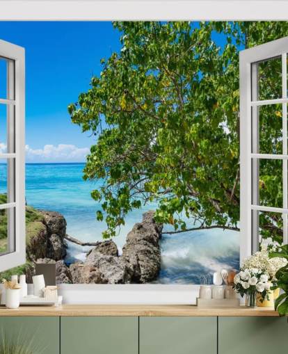 tropische Strandblick-Tapete namens Tropical Vista für Häuser, Büros und Unternehmen