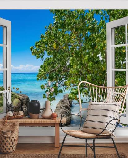 tropisk strandudsigt tapet kaldet Tropical Vista til hjem, kontorer og virksomheder