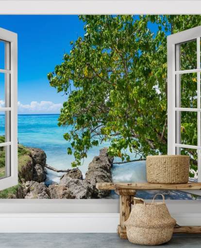 tropical beach view wallpaper called Tropical Vista for homes, offices and businesses