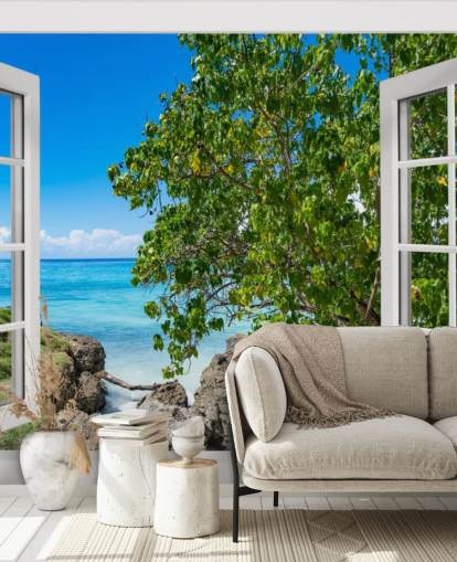 fondo de pantalla tropical con vista a la playa llamado Tropical Vista para hogares, oficinas y negocios