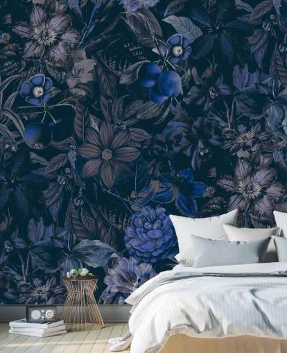 mørk blå floral tapet mørk blå floral tapet