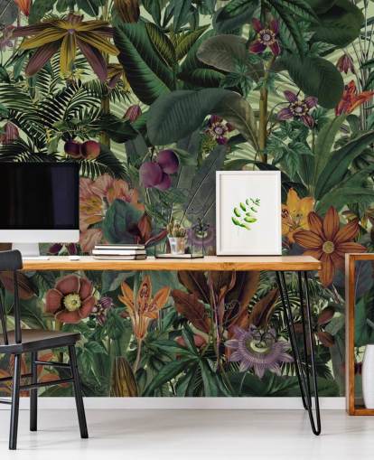 papier peint jungle vert foncé et terre cuite papier peint jungle vert foncé et terre cuite