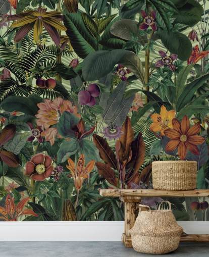 papier peint jungle vert foncé et terre cuite papier peint jungle vert foncé et terre cuite