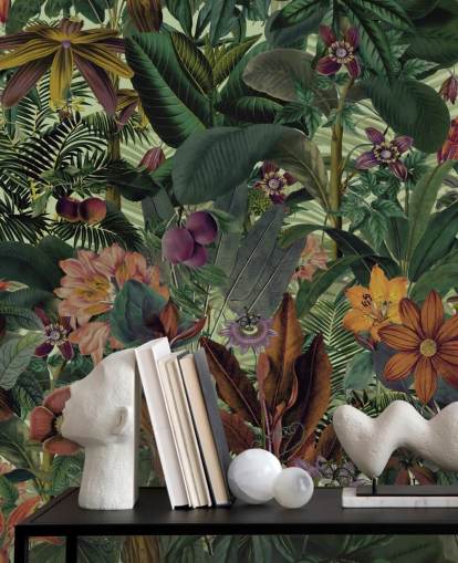 papier peint jungle vert foncé et terre cuite papier peint jungle vert foncé et terre cuite