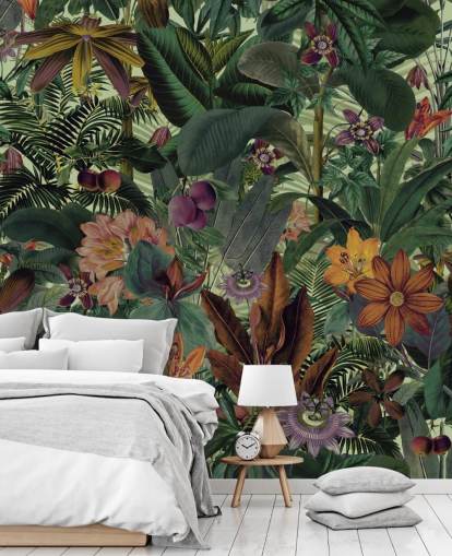 papel pintado selva verde oscuro y terracota papel pintado selva verde oscuro y terracota