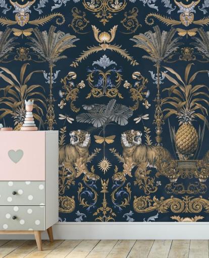 blue and gold tropical wallpaper blue and gold tropical wallpaper