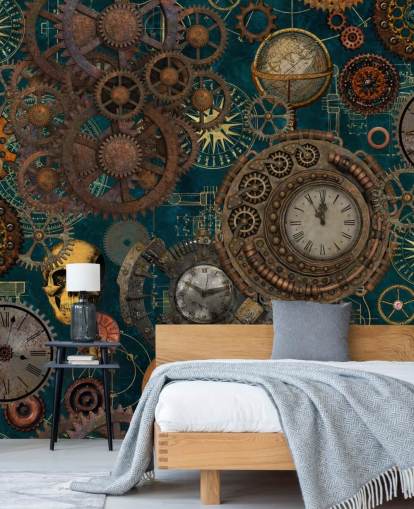 old cogs and skulls wallpaper