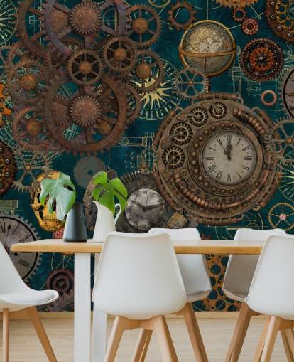 old cogs and skulls wallpaper