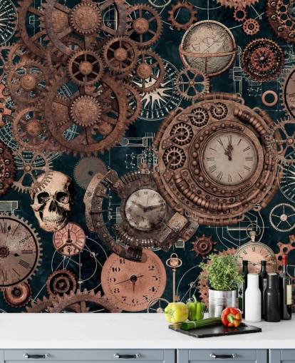 Tapeten-Wandbild Copper Steampunk aus Kupfer von Andrea Haase für Schlafzimmer