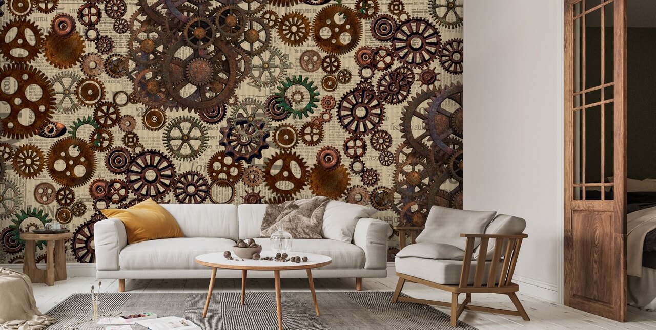 Rusty Steampunk Gears Wallpaper | Wallsauce US, image size:1280x645