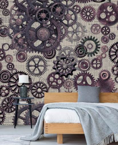 purple cogs steampunk wallpaper