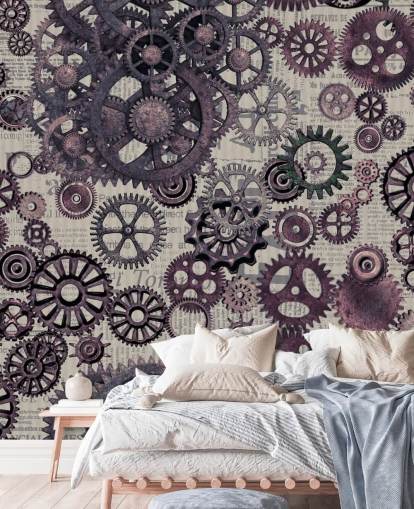 purple cogs steampunk wallpaper
