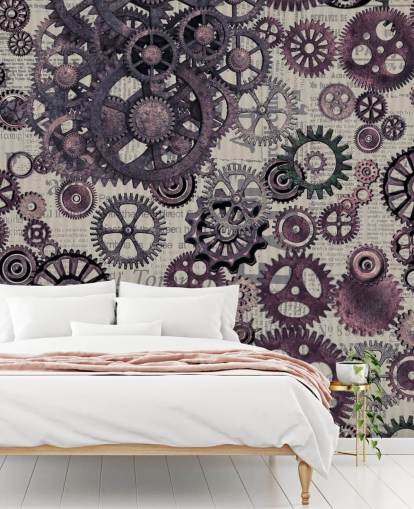 lila Cogs Steampunk-Tapete