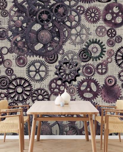 purple cogs steampunk wallpaper