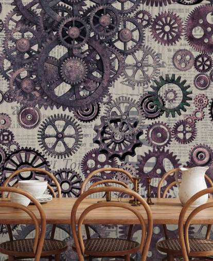 papel de parede roxo cogs steampunk