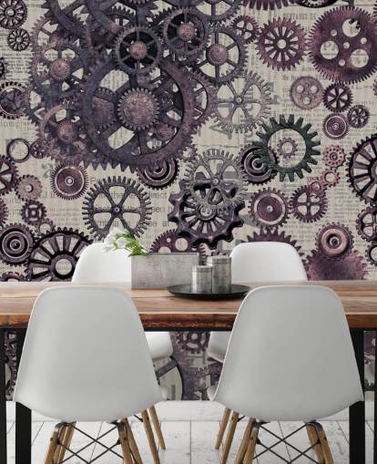 purple cogs steampunk wallpaper