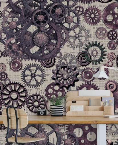 purple cogs steampunk wallpaper