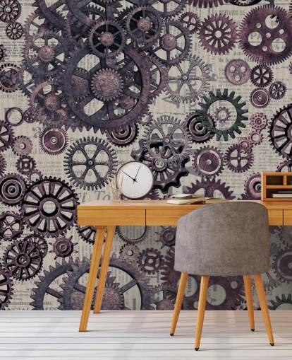 lila Cogs Steampunk-Tapete
