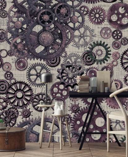 lila Cogs Steampunk-Tapete