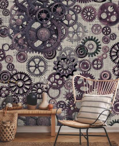 purple cogs steampunk wallpaper