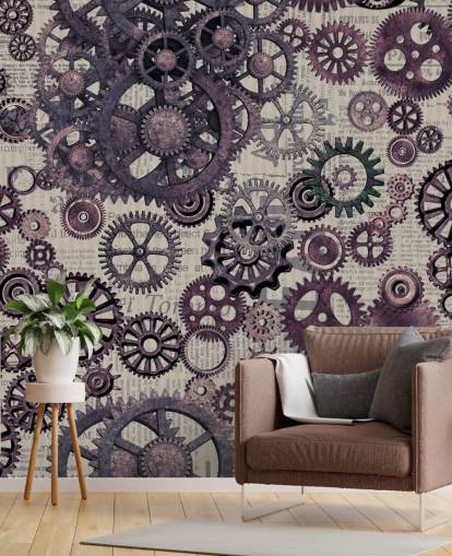 purple cogs steampunk wallpaper