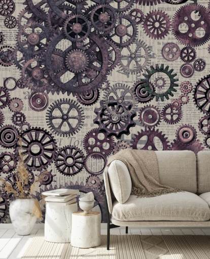purple cogs steampunk wallpaper
