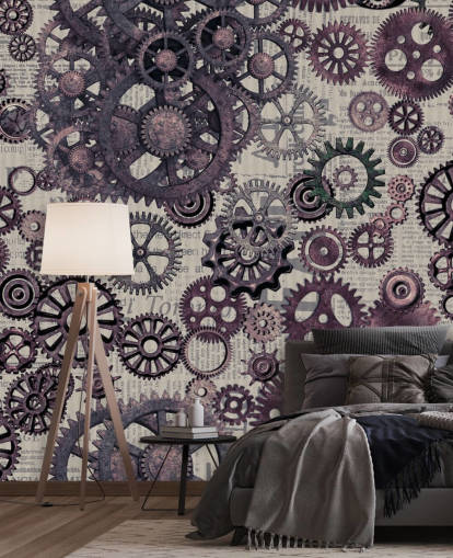 purple cogs steampunk behang purple cogs steampunk behang