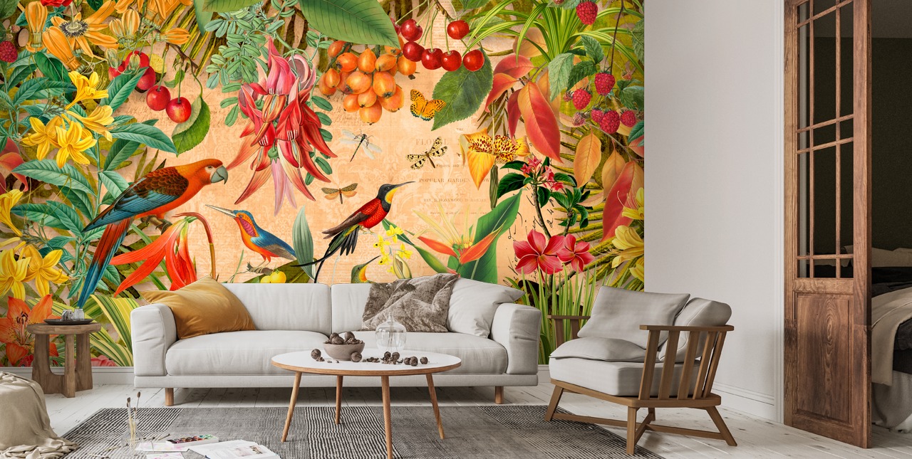 Tropical Summer Garden Wall Mural | Wallsauce UK