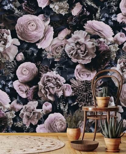 dusty pink flowers wallpaper