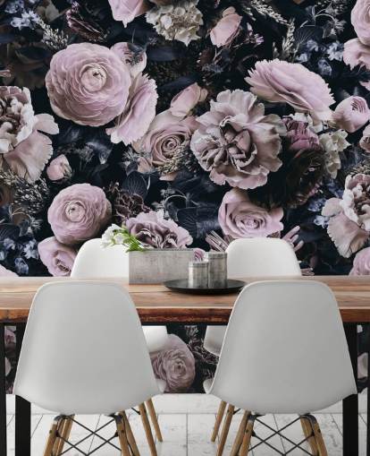 støvede lyserøde blomster tapet støvede lyserøde blomster tapet