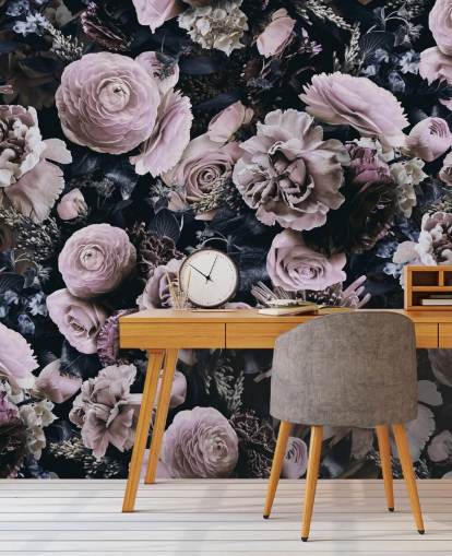 stoffige roze bloemen behang stoffige roze bloemen behang