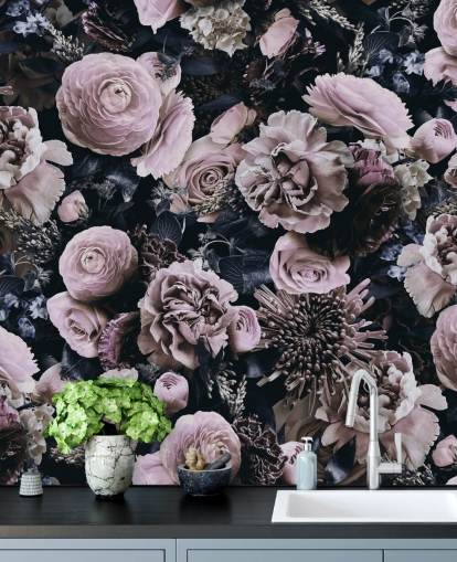 dusty pink flowers wallpaper