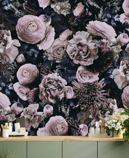 carta da parati con fiori rosa polveroso