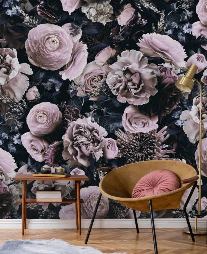 papel de parede flores rosa empoeirado