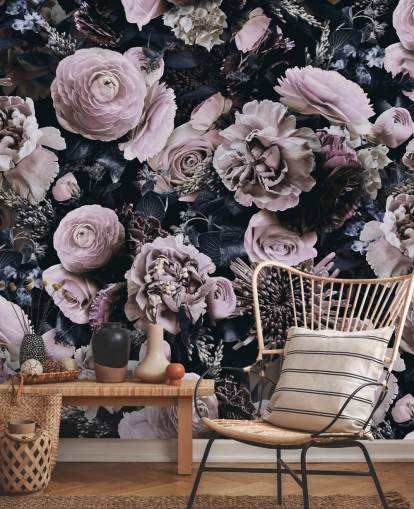 papier peint fleurs rose poussiéreux