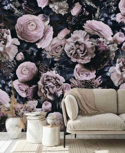 støvete rosa blomster tapet