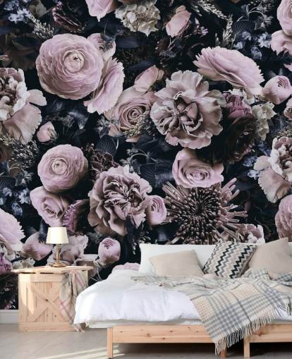 papier peint fleurs rose poussiéreux