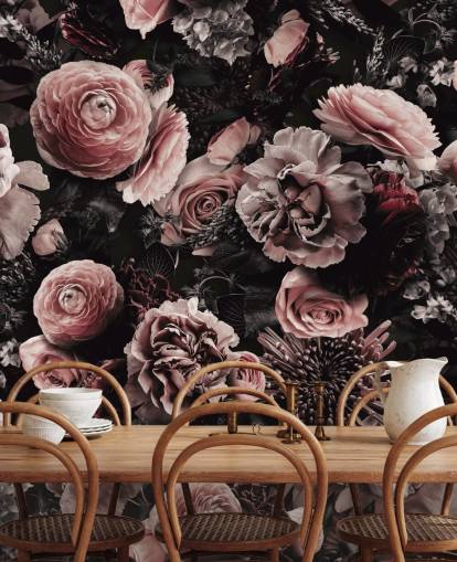 papier peint de fleurs rose foncé