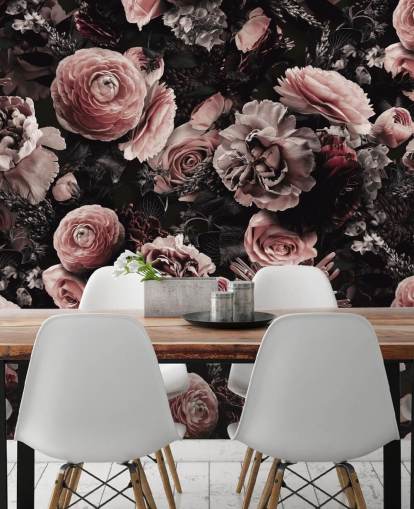 papier peint de fleurs rose foncé