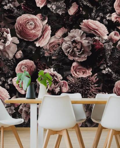 papel de parede de flores rosa escuro papel de parede de flores rosa escuro