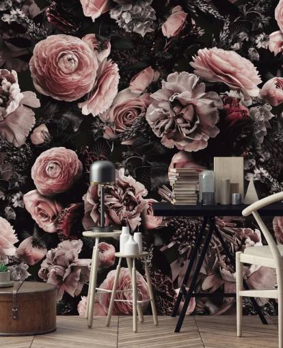mörkrosa blommor tapet mörkrosa blommor tapet