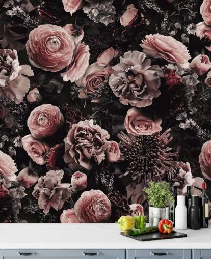 papier peint de fleurs rose foncé