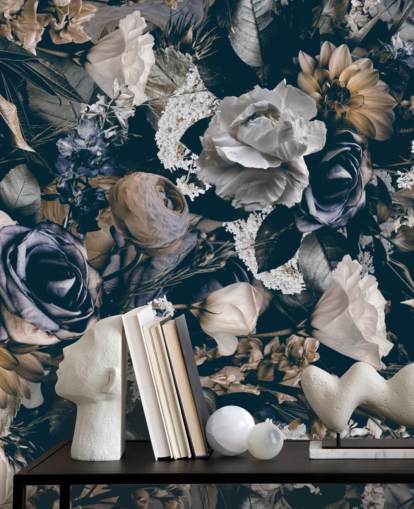 papier peint mural floral foncé appelé Vintage Flower Meadow par Andrea Haase pour les chambres, les salons et les salles à manger papier peint mural floral foncé appelé Vintage Flower Meadow par Andrea Haase pour les chambres, les salons et les salles à manger