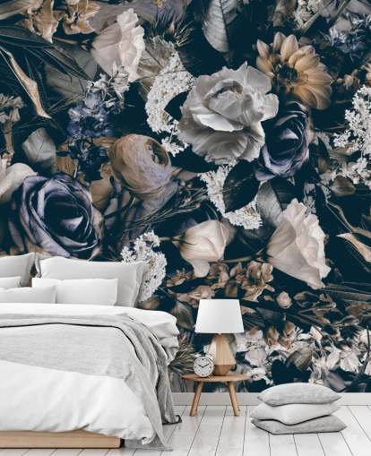 mural de papel de parede floral escuro chamado Vintage Flower Meadow de Andrea Haase para quartos, salas de estar e salas de jantar mural de papel de parede floral escuro chamado Vintage Flower Meadow de Andrea Haase para quartos, salas de estar e salas de jantar