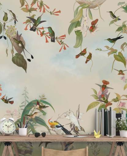 fond d'écran paysages botaniques et oiseaux