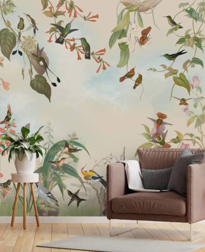 fond d'écran paysages botaniques et oiseaux